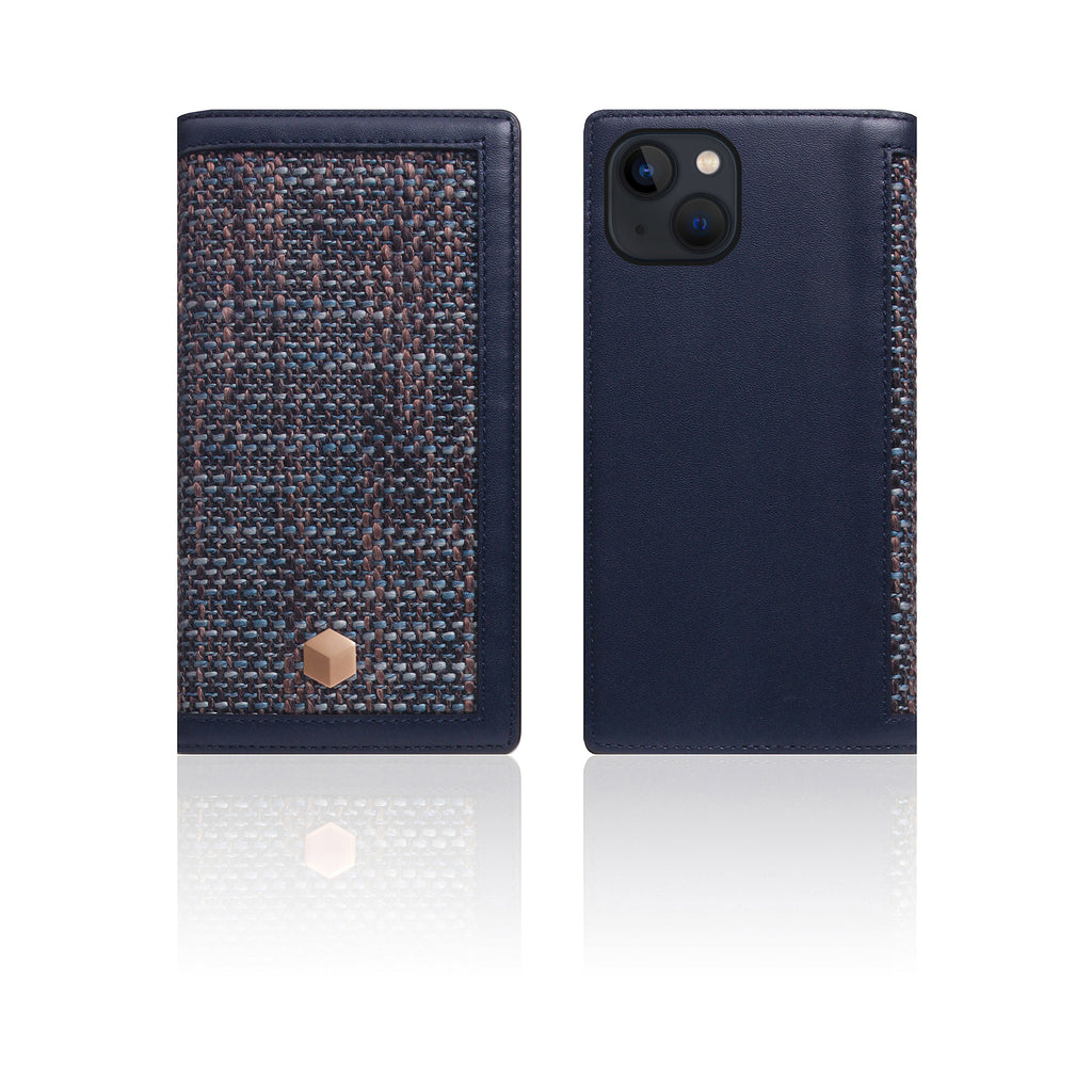 D5 Edition Calf Skin Leather Diary Case for iPhone 14 Plus (Navy)