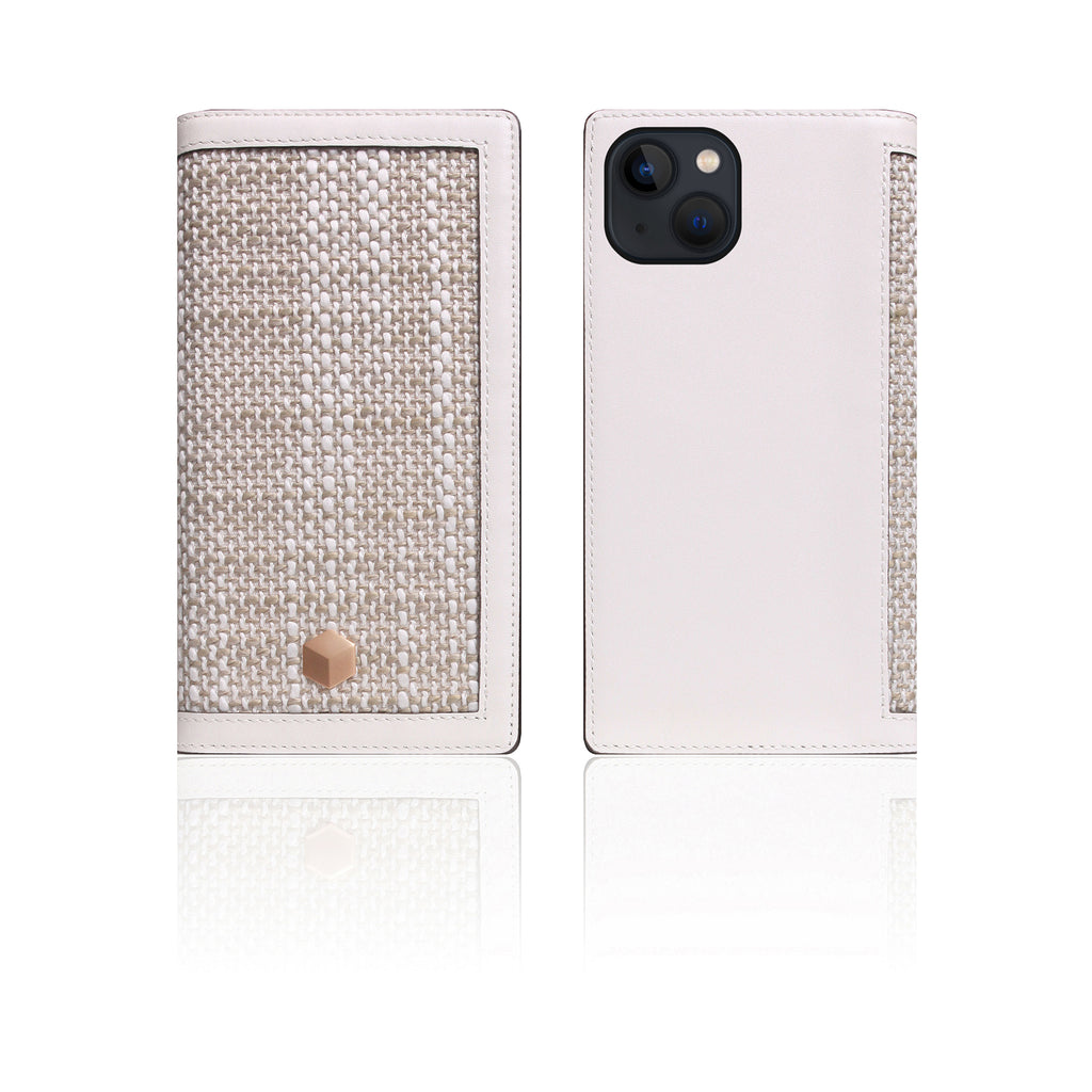 D5 Edition Calf Skin Leather Diary Case for iPhone 14 Plus (White)