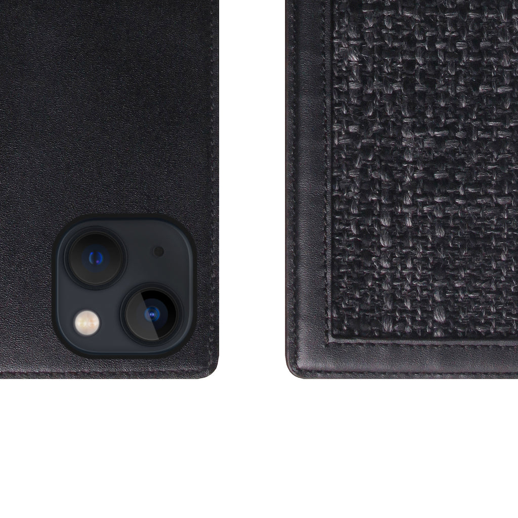 D5 Edition Calf Skin Leather Diary Case for iPhone 14 Plus (Black)