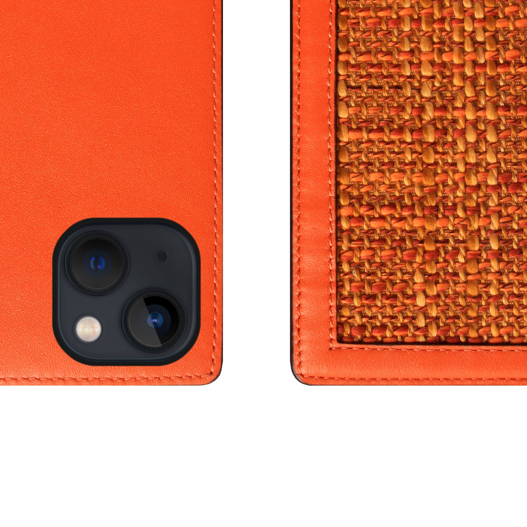 D5 Edition Calf Skin Leather Diary Case for iPhone 14 Plus (Orange)