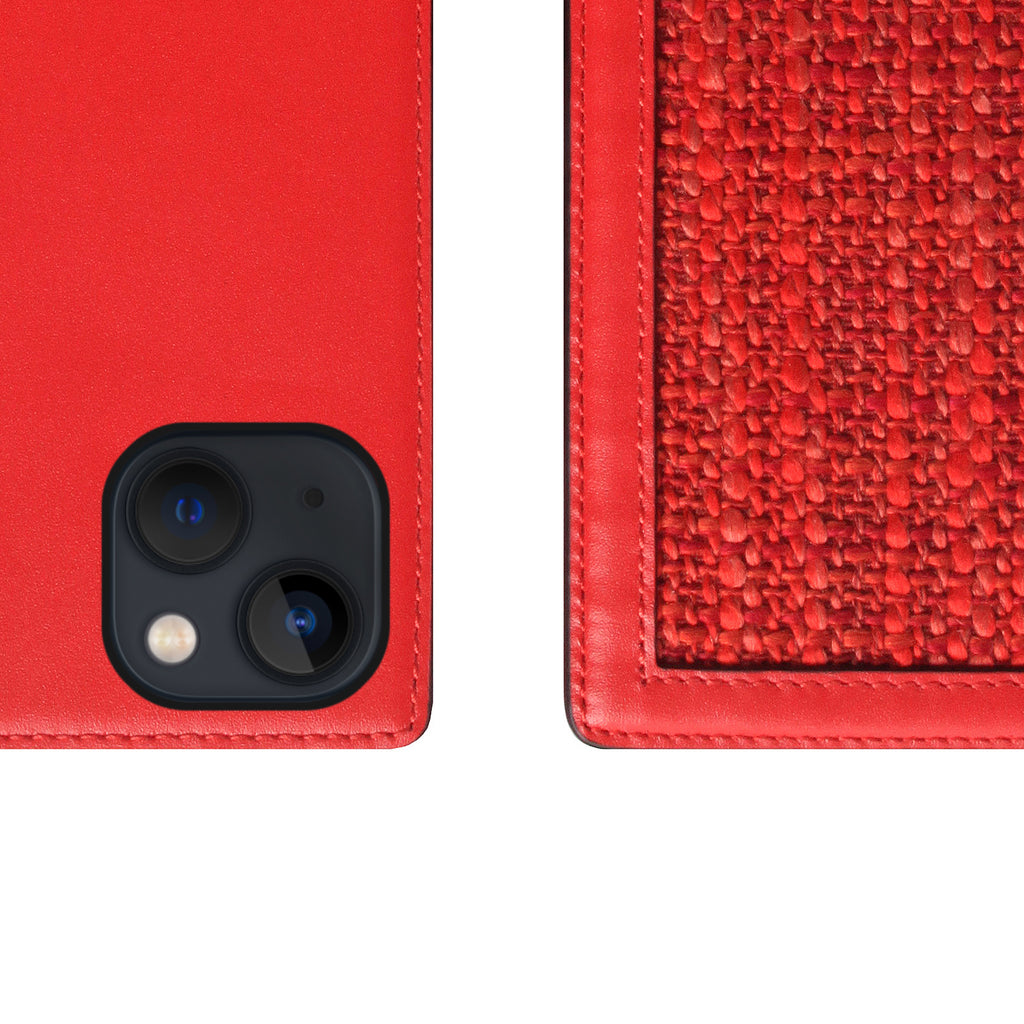 D5 Edition Calf Skin Leather Diary Case for iPhone 14 Plus (Red)