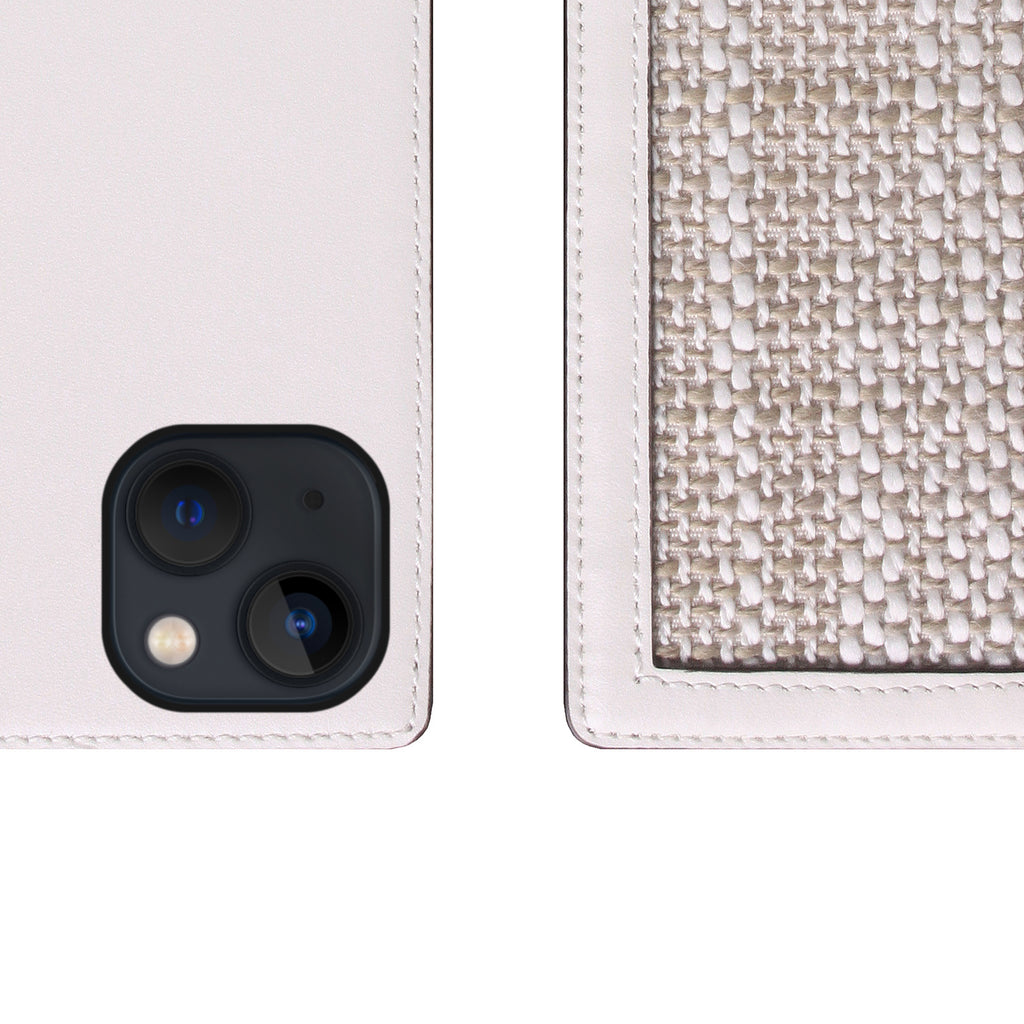 D5 Edition Calf Skin Leather Diary Case for iPhone 14 Plus (White)