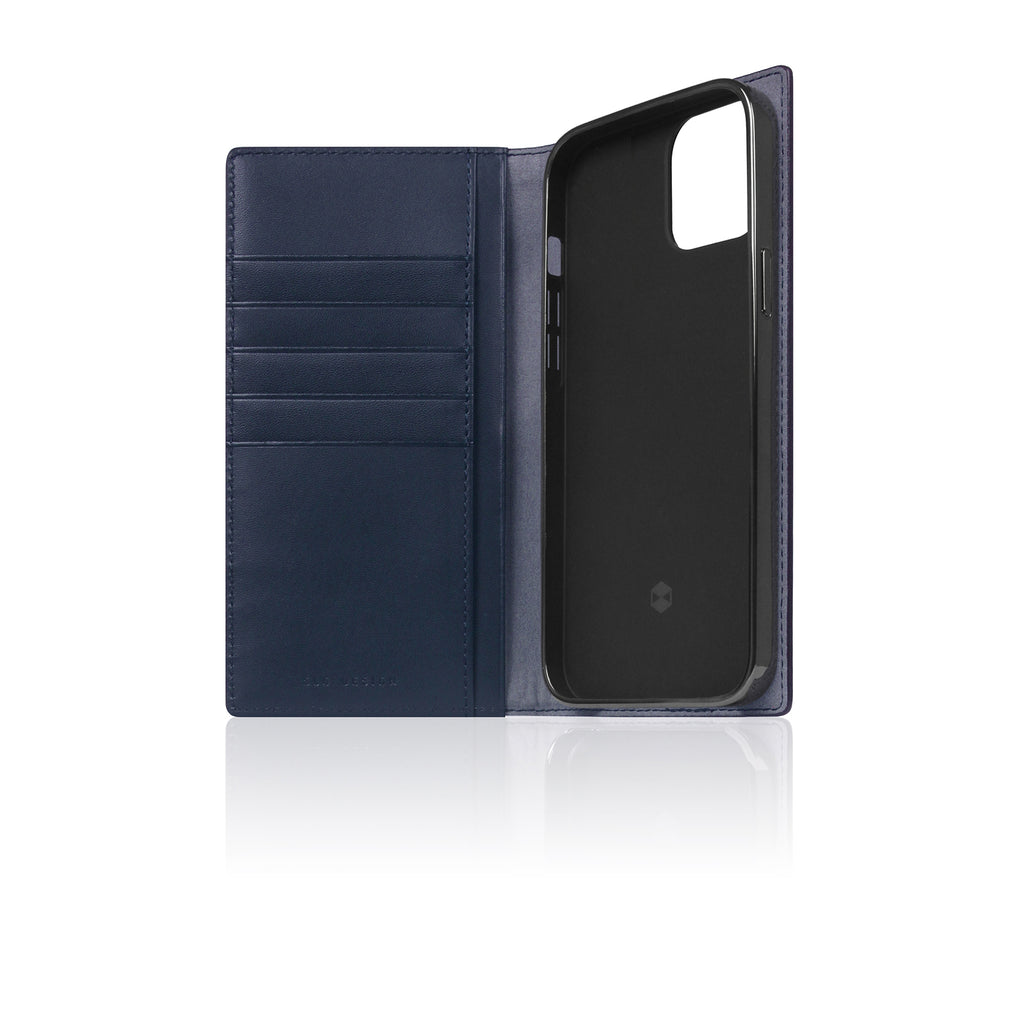 D5 Edition Calf Skin Leather Diary Case for iPhone 14 Plus (Navy)