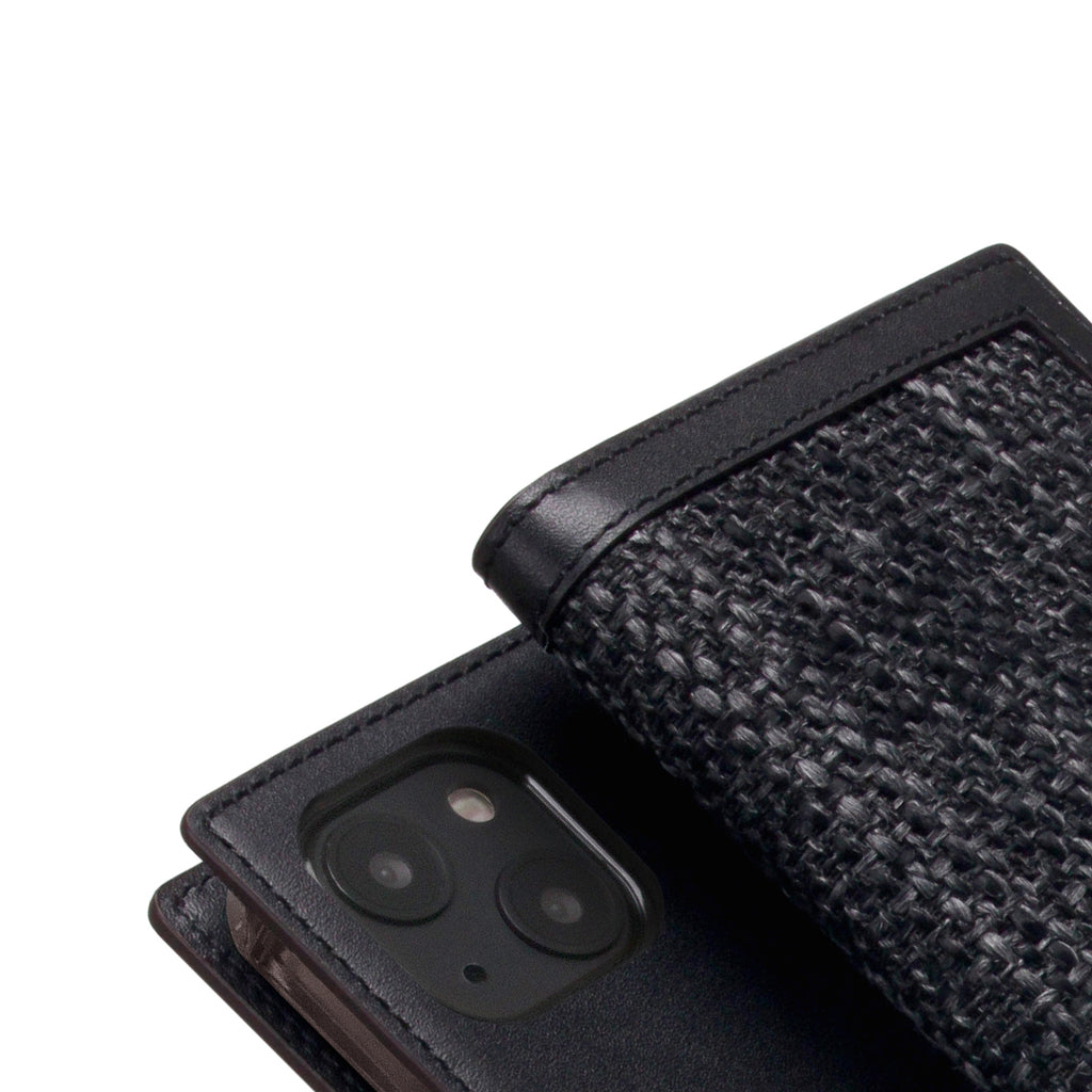D5 Edition Calf Skin Leather Diary Case for iPhone 14 Plus (Black)