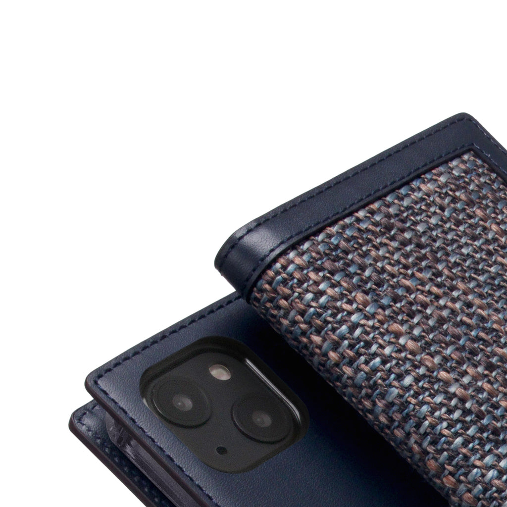 D5 Edition Calf Skin Leather Diary Case for iPhone 14 Plus (Navy)