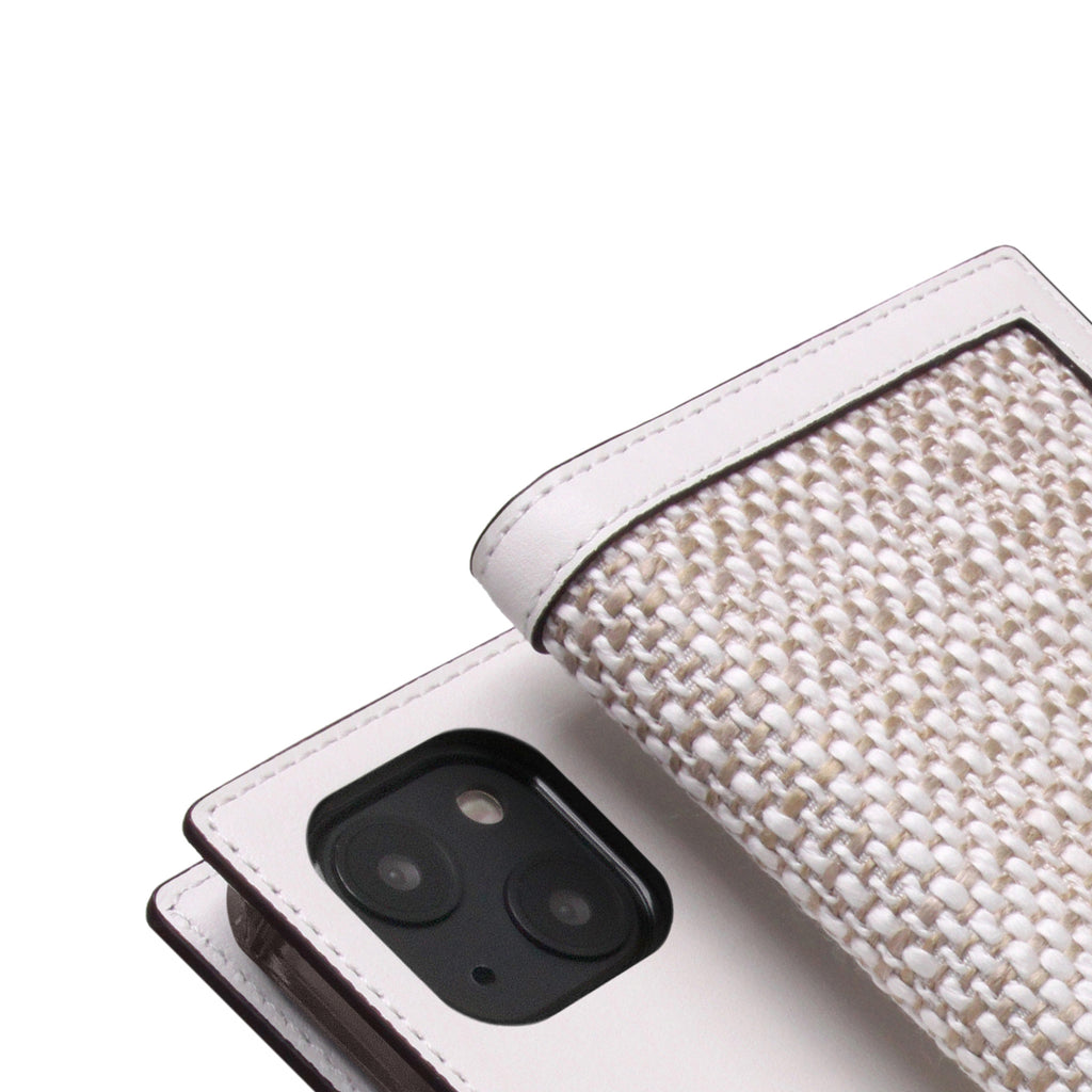 D5 Edition Calf Skin Leather Diary Case for iPhone 14 Plus (White)