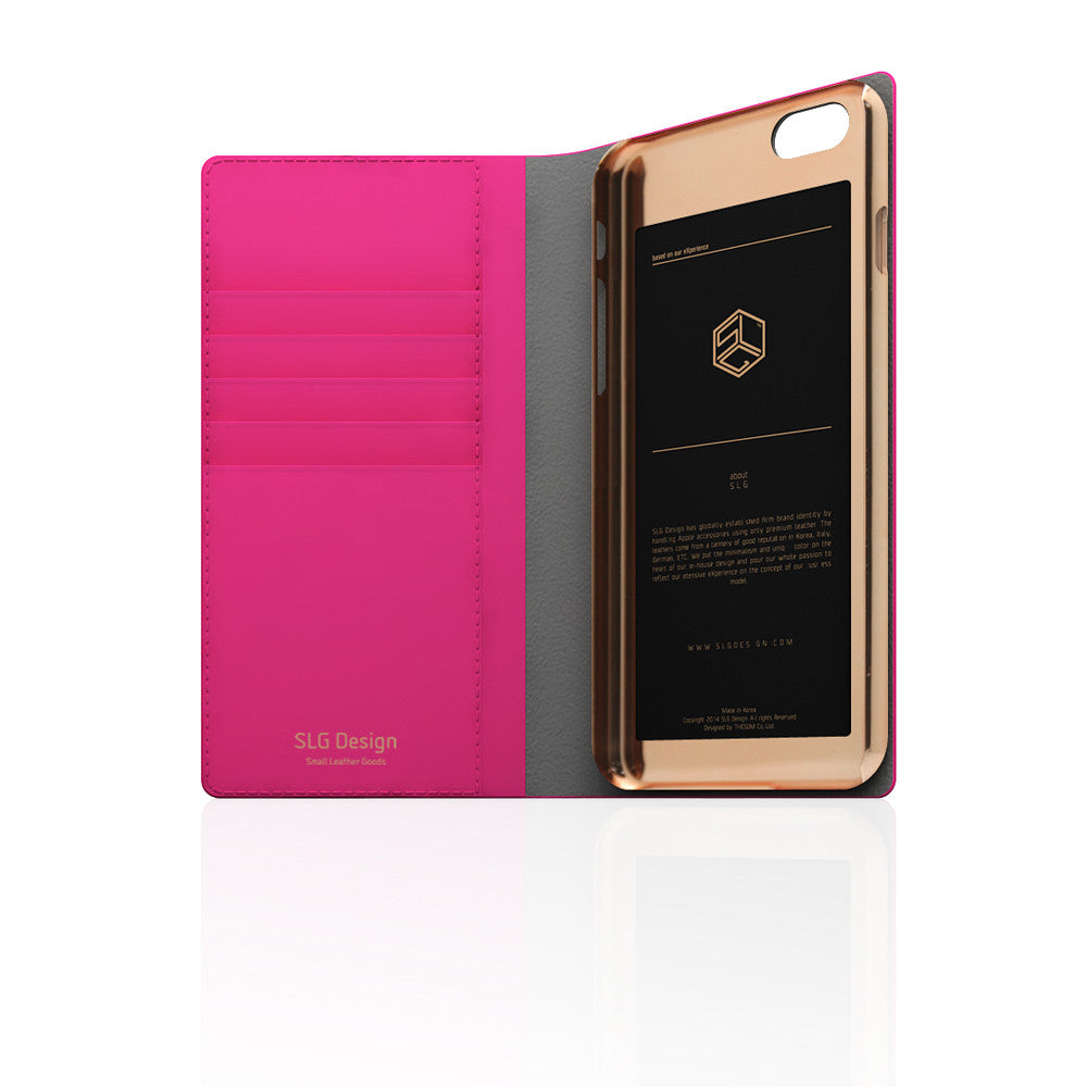D5 Calf Skin Leather Case for iPhone 6 / 6s Plus Pink