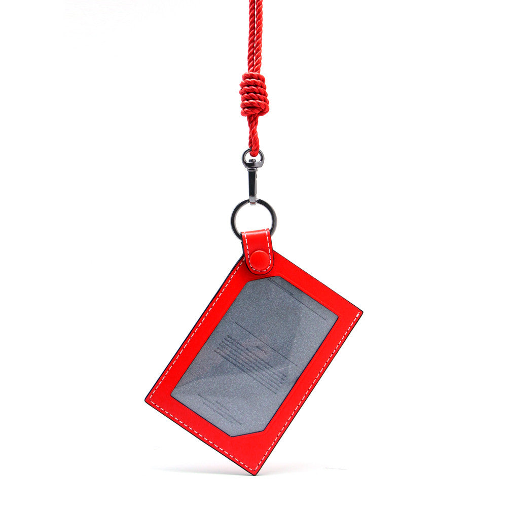 D5 Calf Skin Leather Neck Card Wallet Red