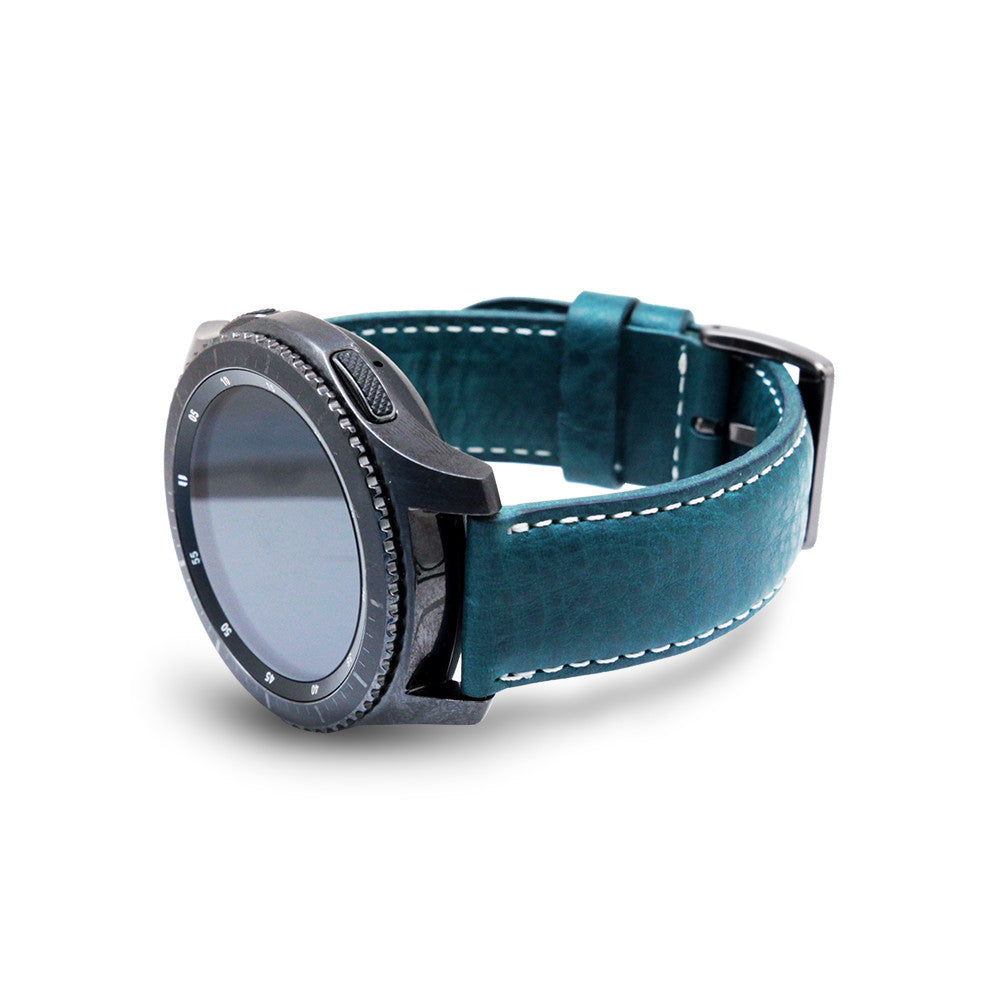 D6 Italian Minerva Box Leather Strap for Gear S3 Blue