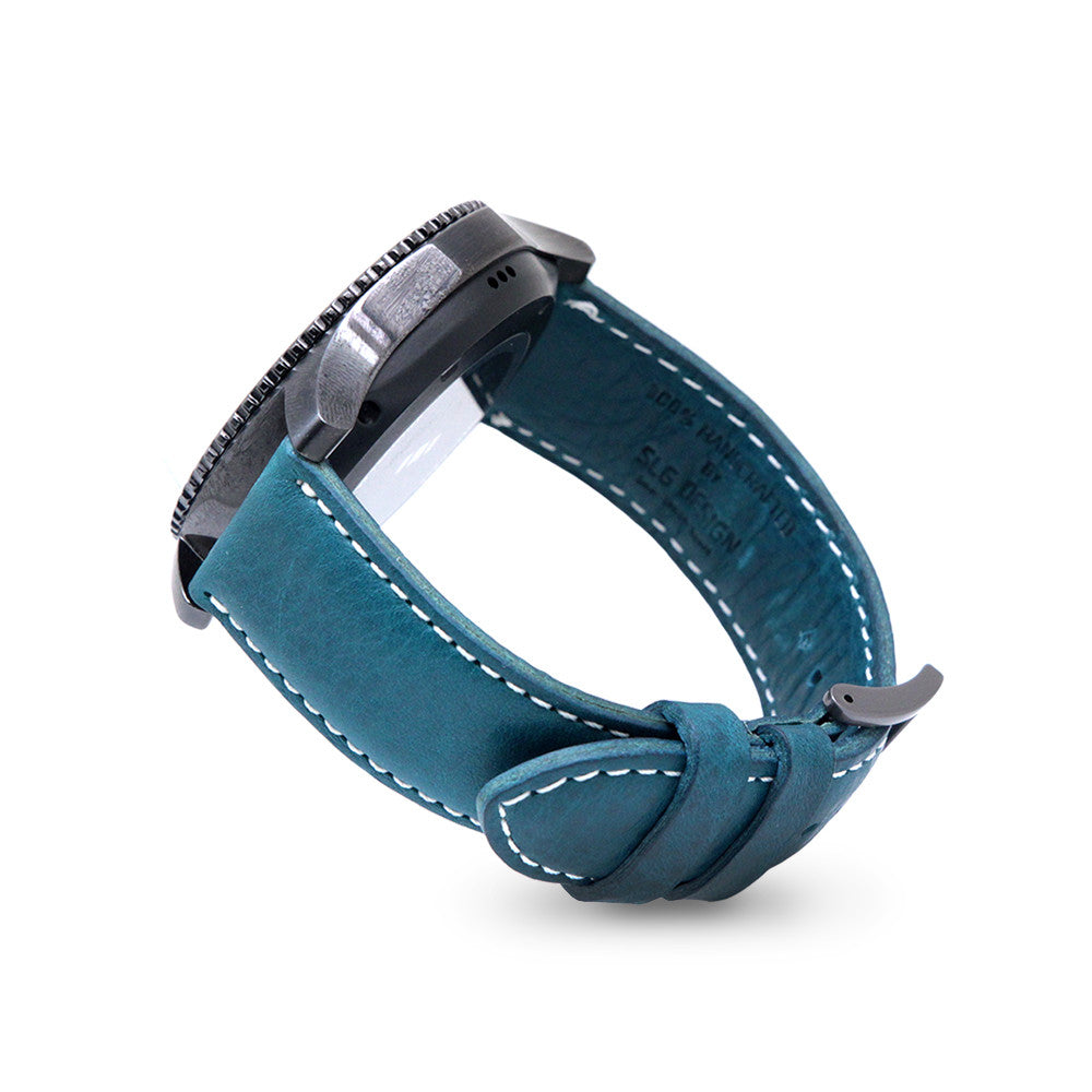 D6 Italian Minerva Box Leather Strap for Gear S3 Blue