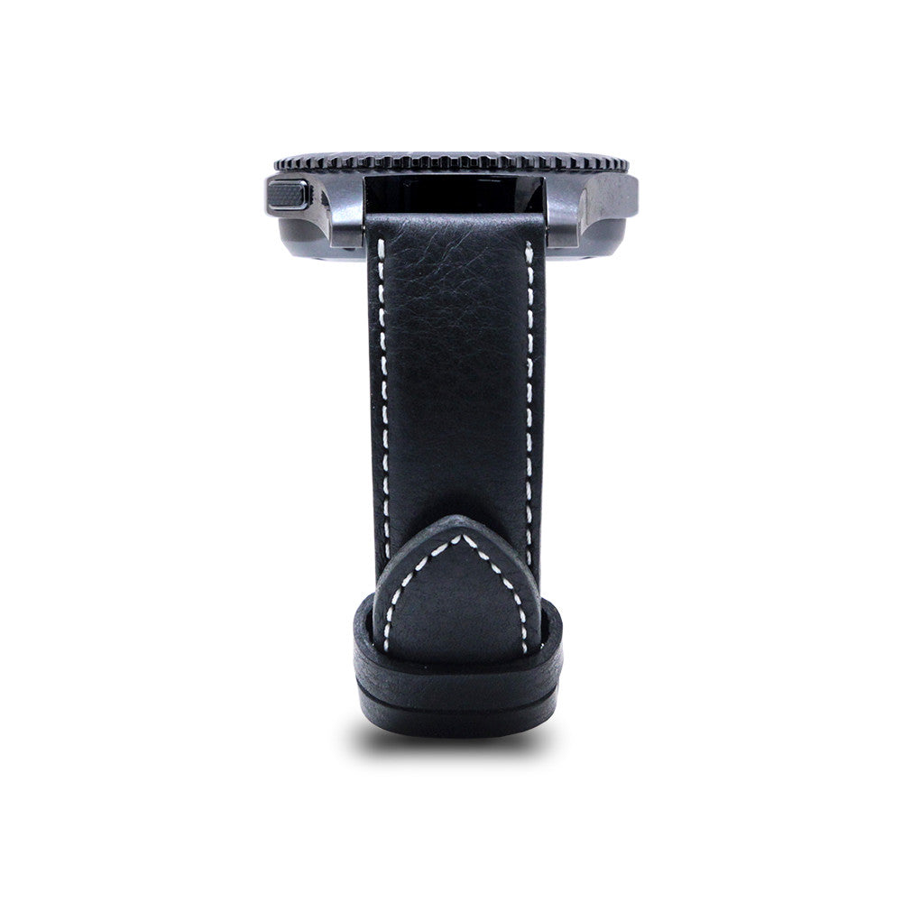 D6 Italian Minerva Box Leather Strap for Gear S3 Black