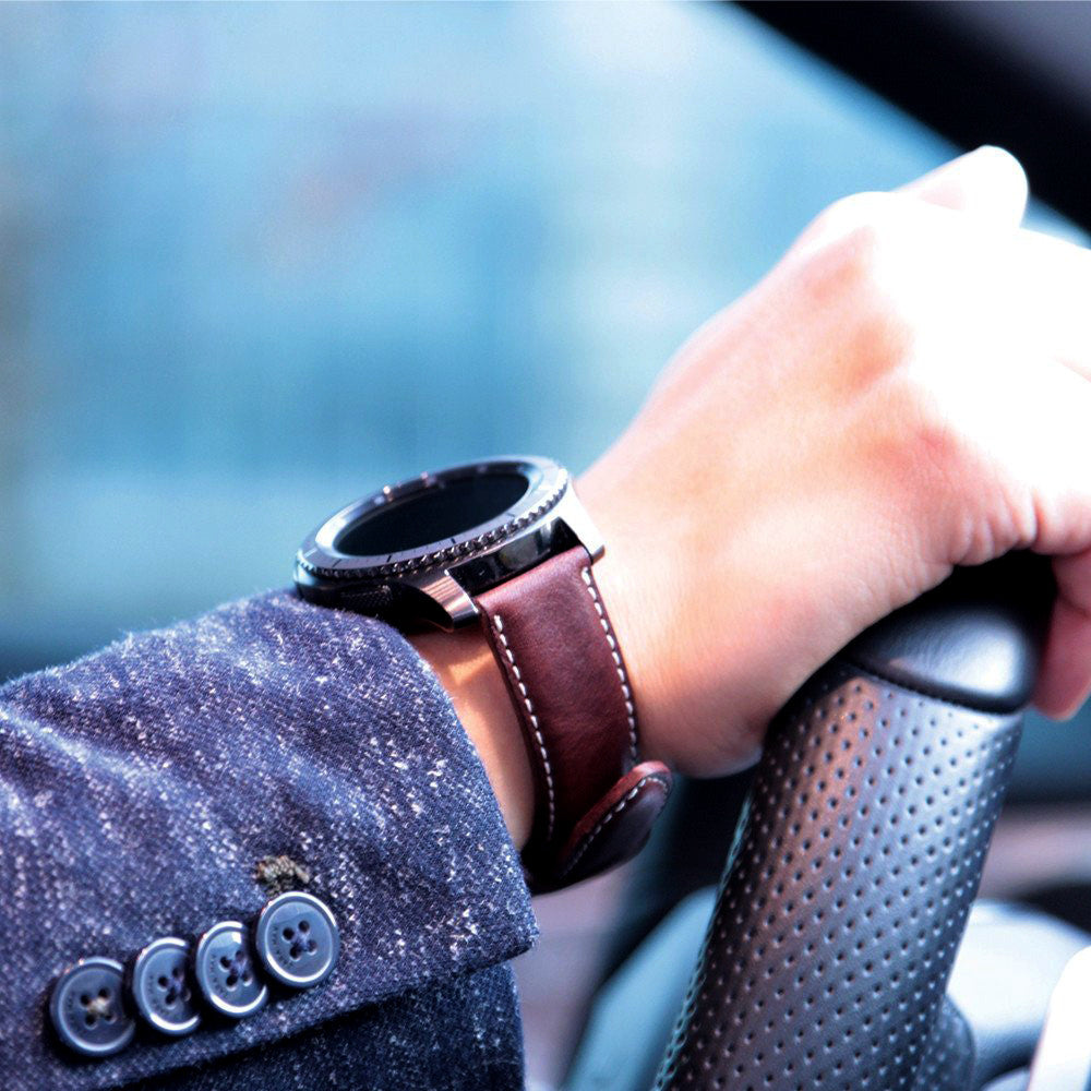 D6 Italian Minerva Box Leather Strap for Gear S3 Brown