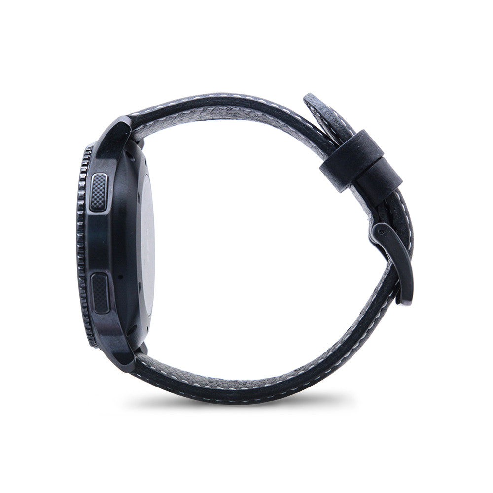D6 Italian Minerva Box Leather Strap for Gear S3 Black