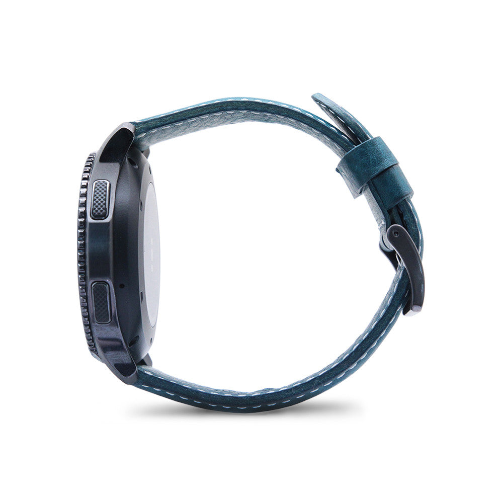 D6 Italian Minerva Box Leather Strap for Gear S3 Blue