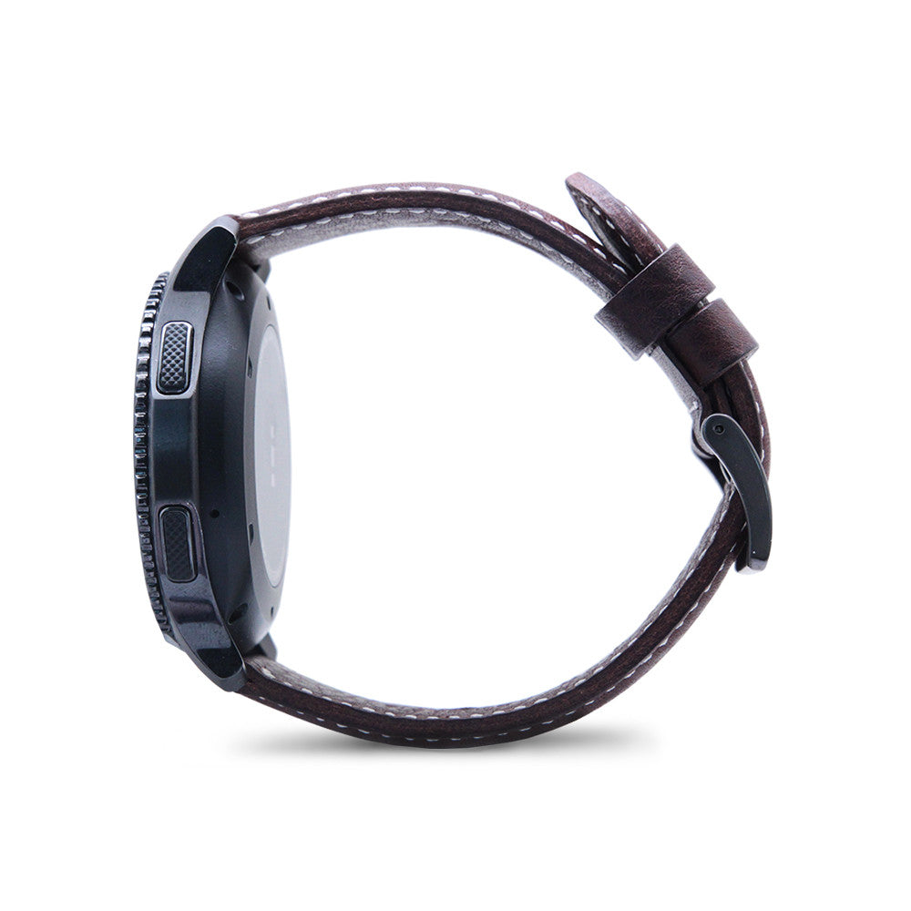 D6 Italian Minerva Box Leather Strap for Gear S3 Brown