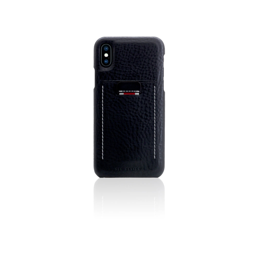 D6 Italian Minerva Box Leather Back Case for iPhone X / XS Black