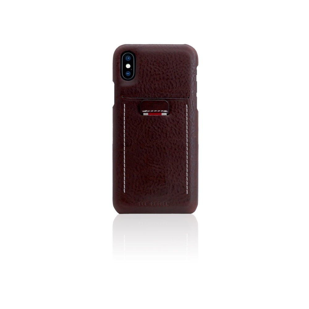 D6 Italian Minerva Box Leather Back Case for iPhone X / XS Brown