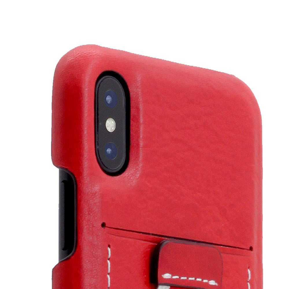 D6 Italian Minerva Box Leather Back Case for iPhone X / XS Red