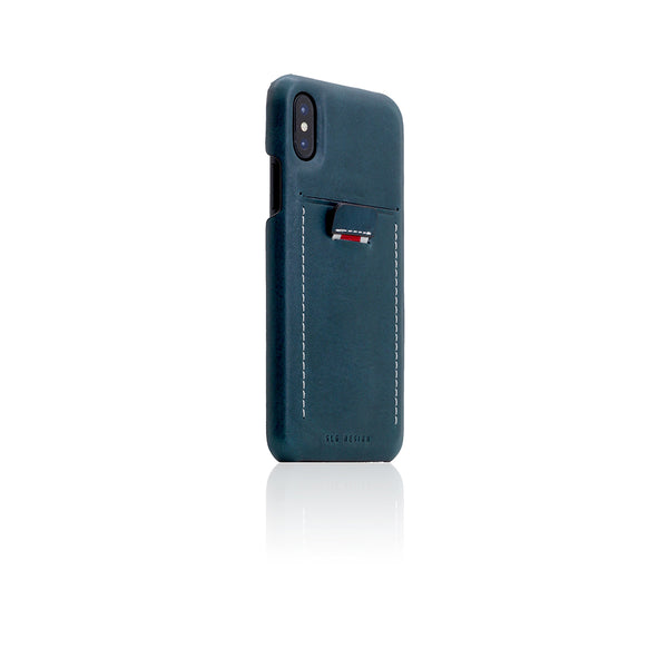D6 Italian Minerva Box Leather Back Case for iPhone X / XS Blue