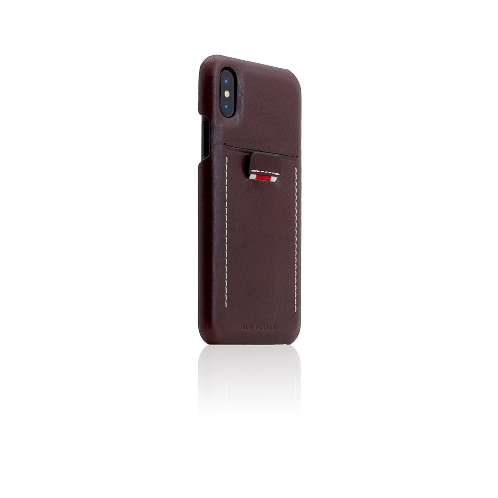 D6 Italian Minerva Box Leather Back Case for iPhone X / XS Brown