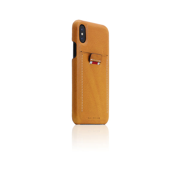 D6 Italian Minerva Box Leather Back Case for iPhone X / XS Tan