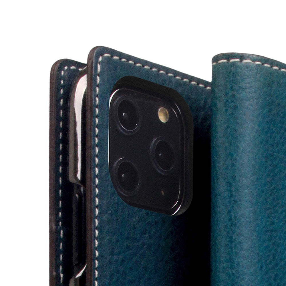 D6 Italian Minerva Box Leather Case for iPhone 11 Pro Blue