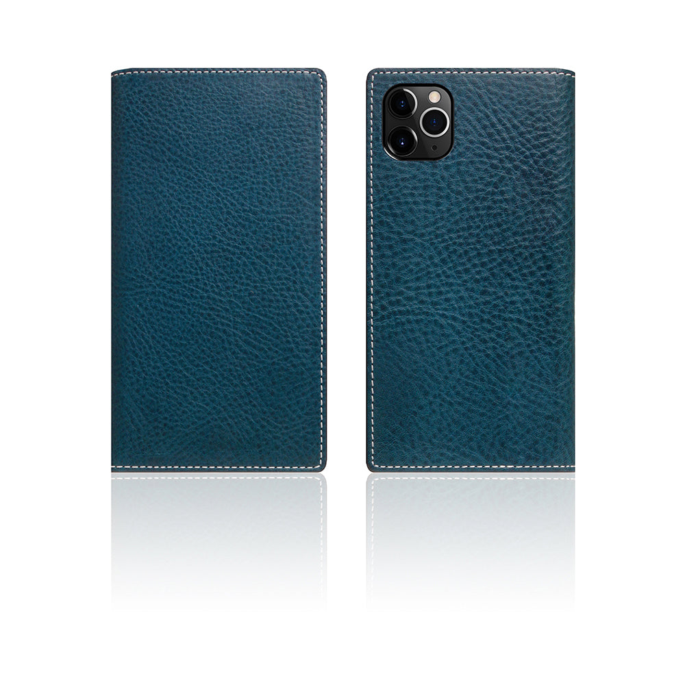 D6 Italian Minerva Box Leather Case for iPhone 11 Pro Blue