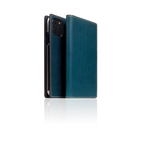 D6 Italian Minerva Box Leather Case for iPhone 11 Pro Blue