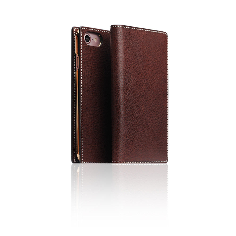 D6 Italian Minerva Box Leather DIary Case for iPhone 7/8/SE 2020 (Brown)