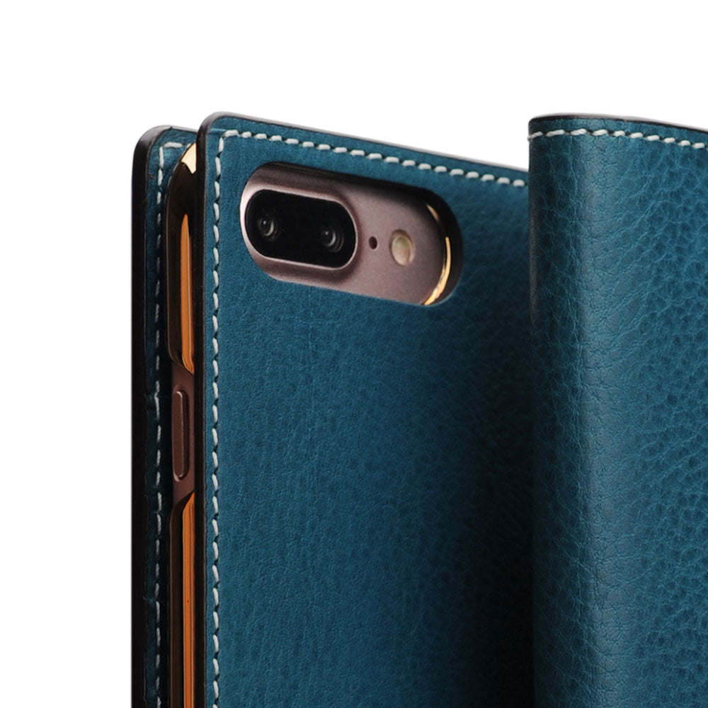 D6 Italian Minerva Box Leather Case for iPhone 8 Plus / 7 Plus Blue