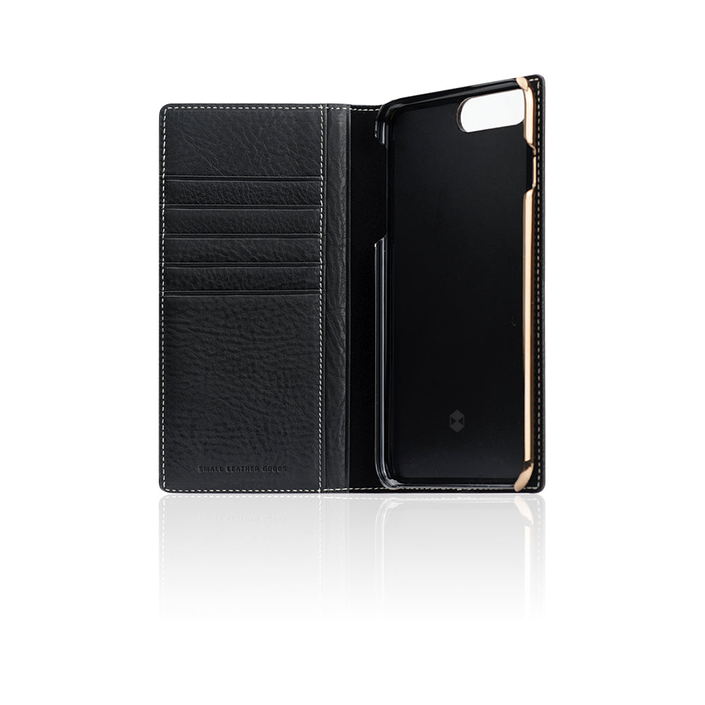D6 Italian Minerva Box Leather Diary Case for iPhone 8 Plus / 7 Plus (Black