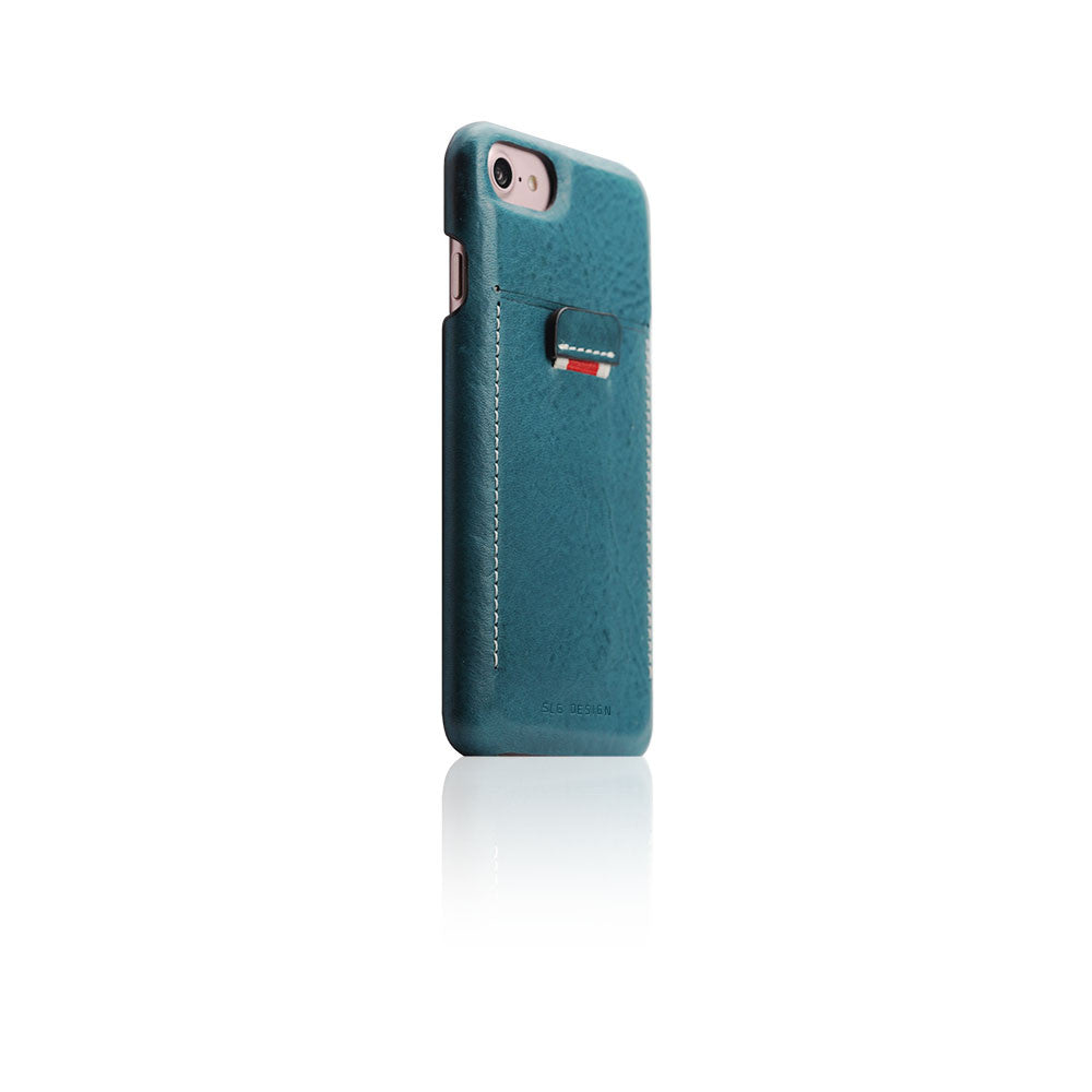 D6 Italian Minerva Box Leather Back Case for iPhone 8 / 7 Blue
