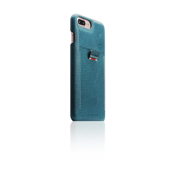 D6 Italian Minerva Box Leather Back Case for iPhone 8 Plus / 7 Plus Blue