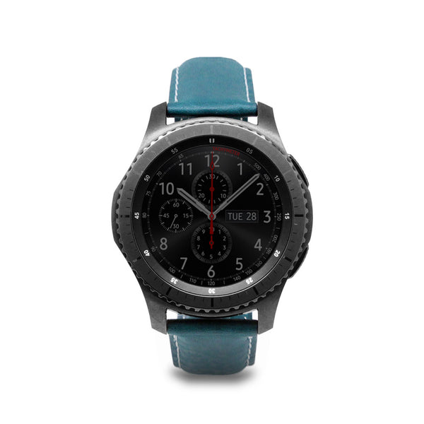 D6 Italian Minerva Box Leather Strap for Gear S3 Blue