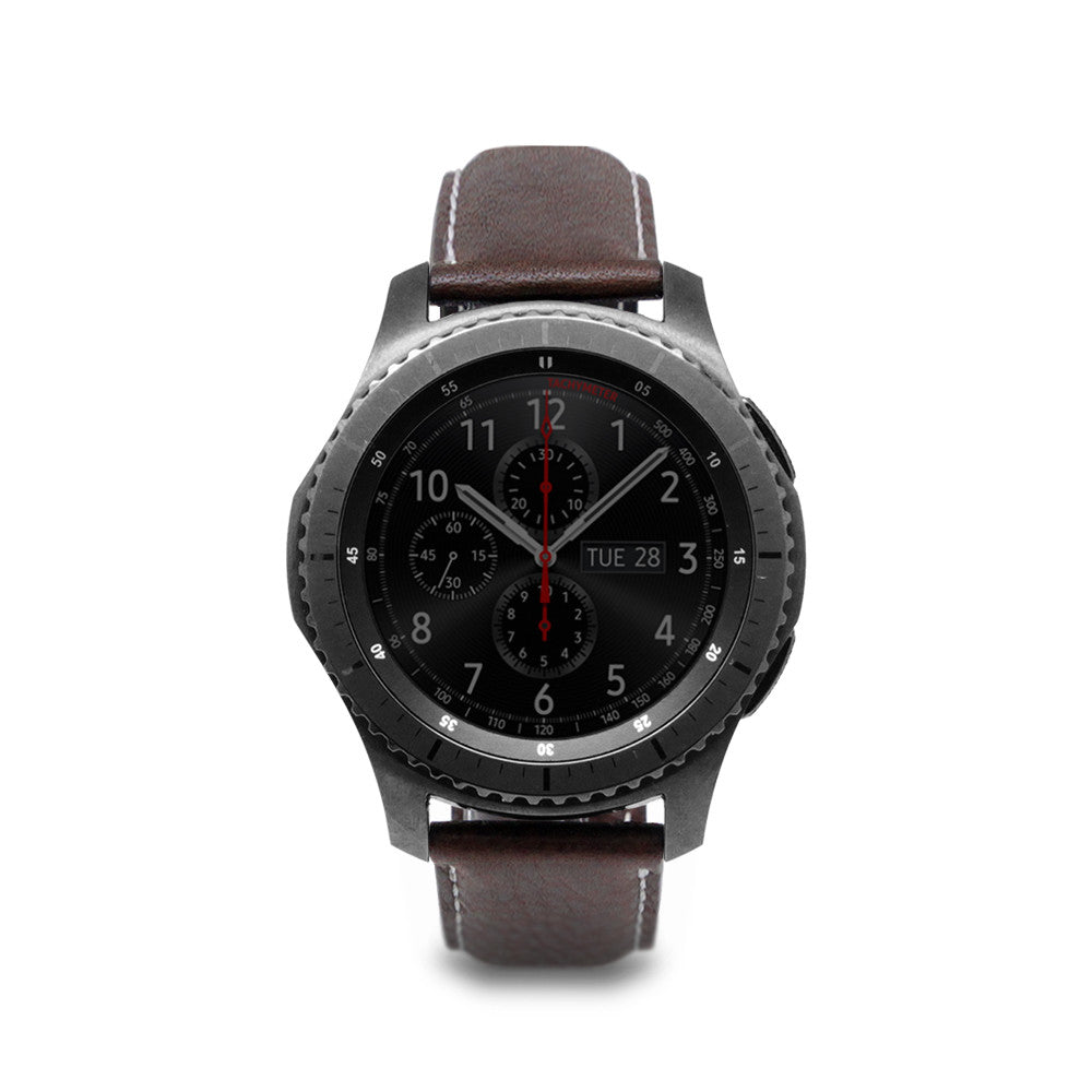 D6 Italian Minerva Box Leather Strap for Gear S3 Brown