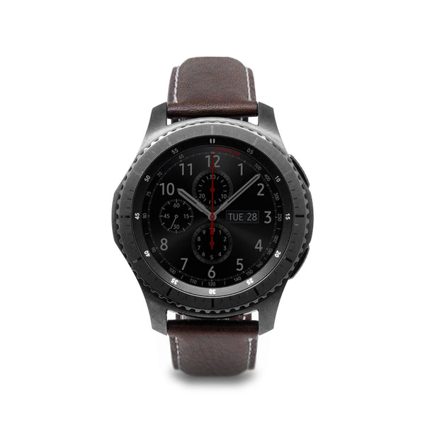 D6 Italian Minerva Box Leather Strap for Gear S3 Brown