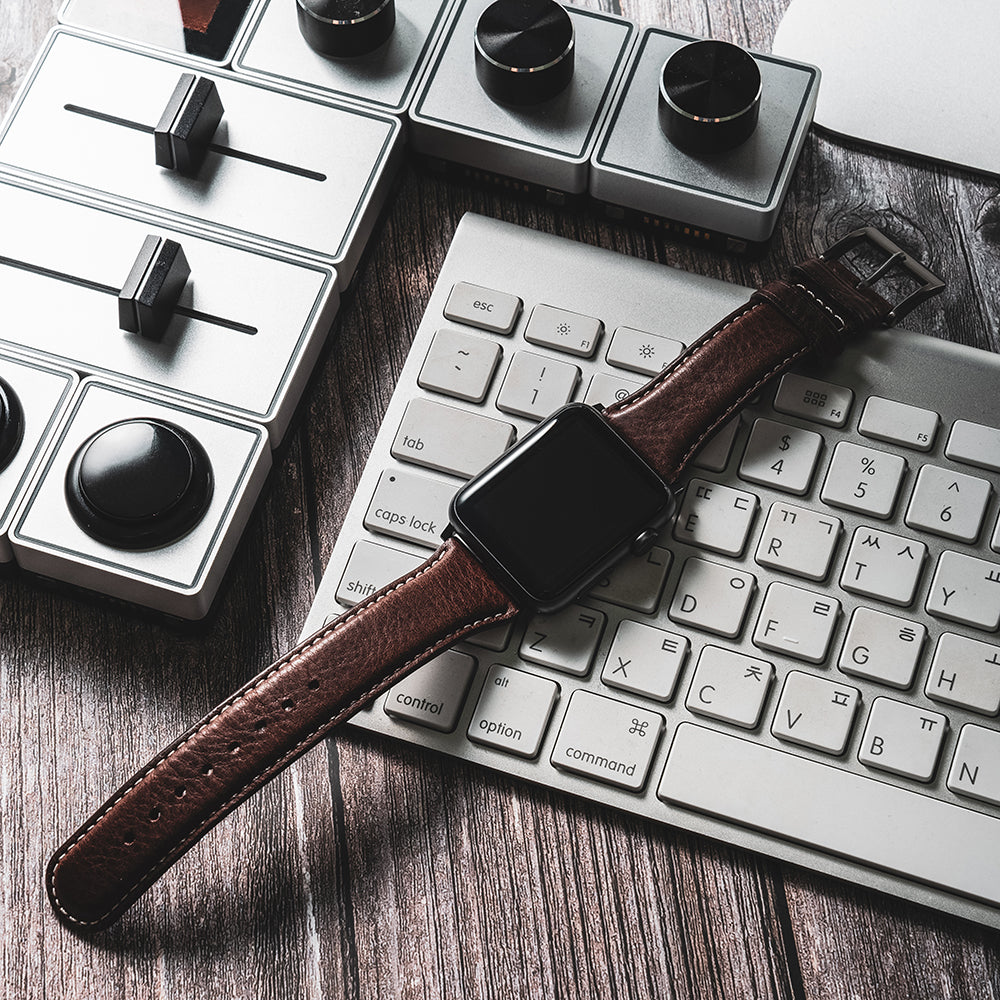 D6 Italian Minerva Box Leather Strap for Apple Watch SE 8 1 38