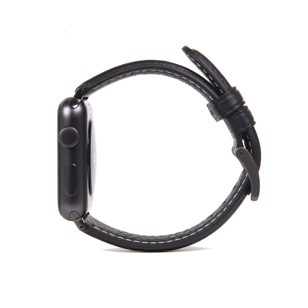 D7 Italian Buttero Leather Strap for Apple Watch SE, ULTRA 2, Series 1-9  42/44/45/49mm (Black)