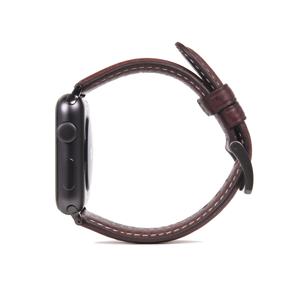 D6 Italian Minerva Box Leather Strap for Apple Watch SE, ULTRA 2, Series 1-9 42/44/45/49mm(Brown)
