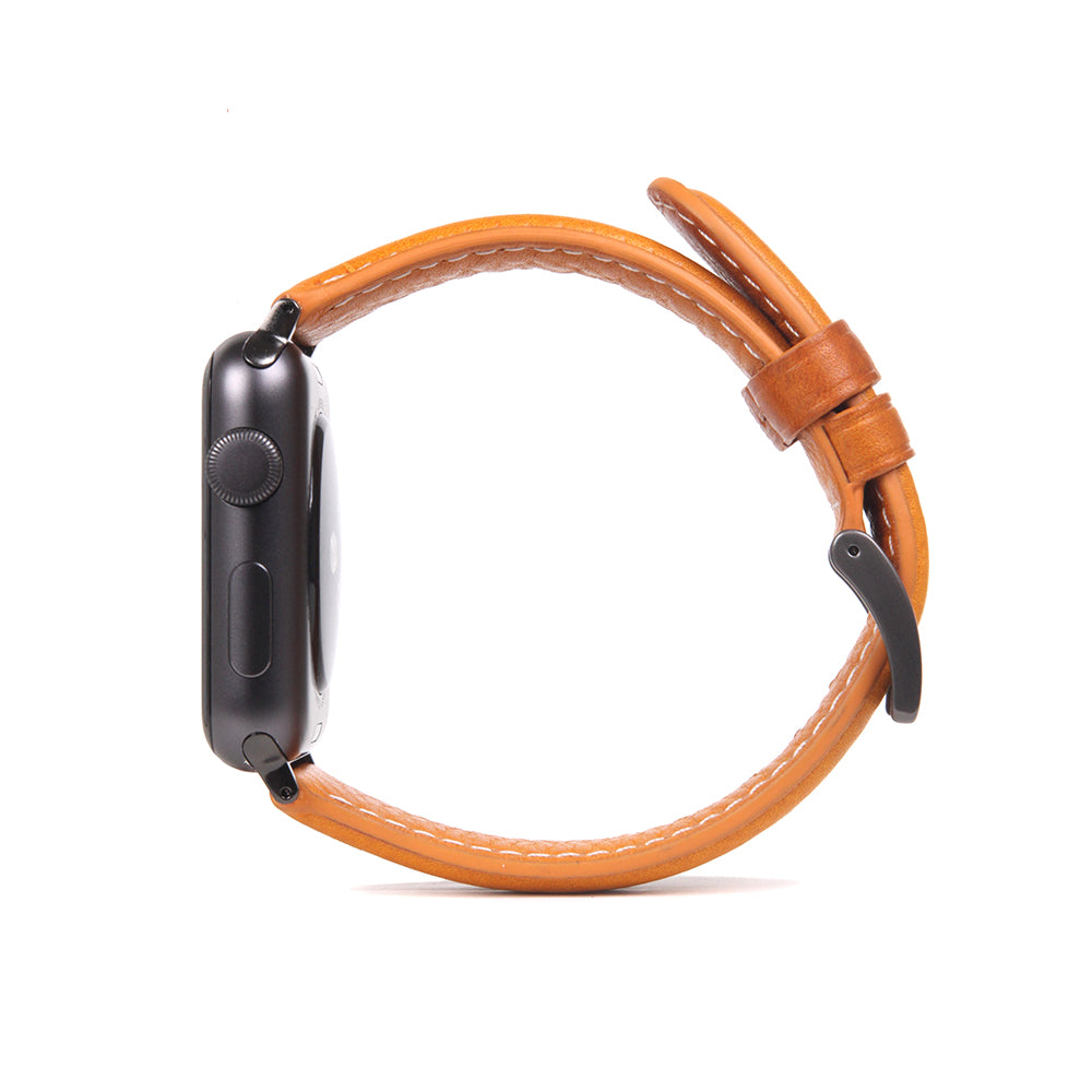 D6 Italian Minerva Box Leather Strap for Apple Watch SE, ULTRA 2, Series 1-9 42/44/45/49mm (Tan)