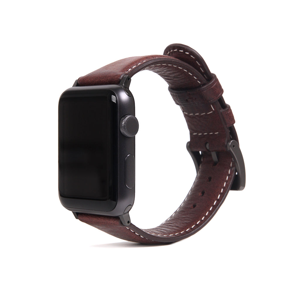 D6 Italian Minerva Box Leather Strap for Apple Watch SE / Series 1-9 38/40/41mm (Brown)