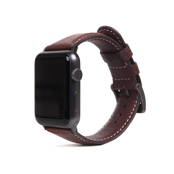 D6 Italian Minerva Box Leather Strap for Apple Watch SE / Series 1-9 38/40/41mm (Brown)