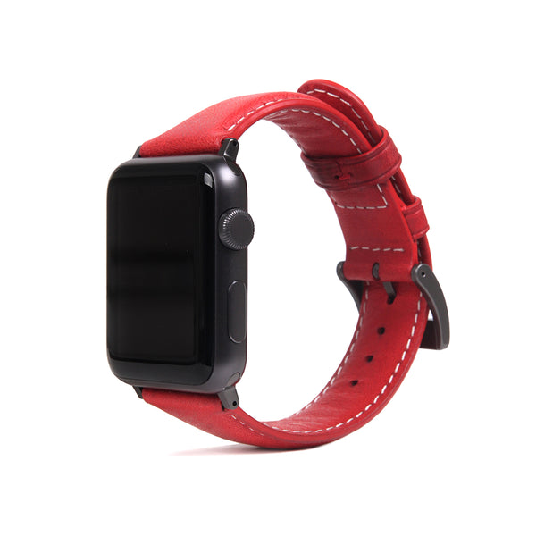 D6 Italian Minerva Box Leather Strap for Apple Watch SE / Series 1-9 38/40/41mm (Red)
