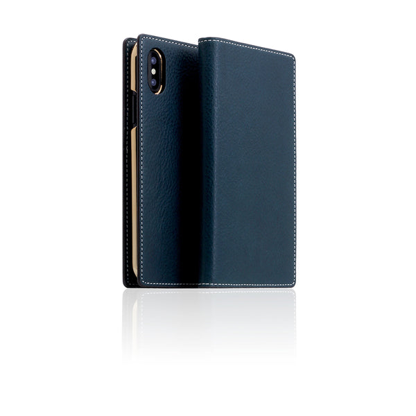 D6 Italian Minerva Box Leather Case for iPhone X / XS Blue