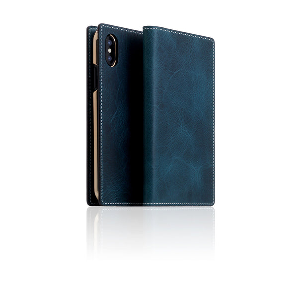 D7 Italian Wax Leather Case for iPhone X / XS Blue