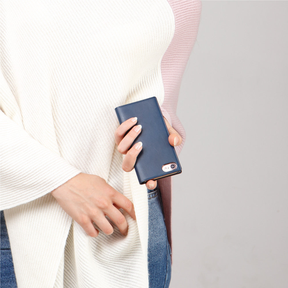 D7 Italian Buttero Leather Case for iPhone 8 Plus / 7 Plus Blue