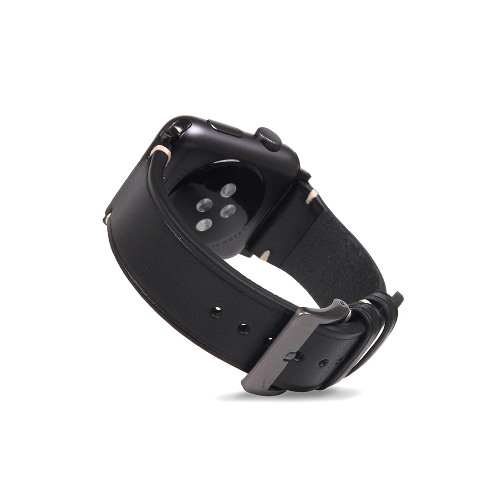 D7 Italian Buttero Leather Strap for Apple Watch SE / Series 1-9 38/40/41mm (Black)