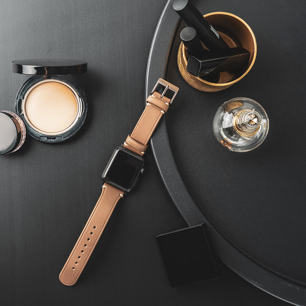 D7 Italian Buttero Leather Strap for Apple Watch SE / Series 1-9 38/40/41mm (Beige)