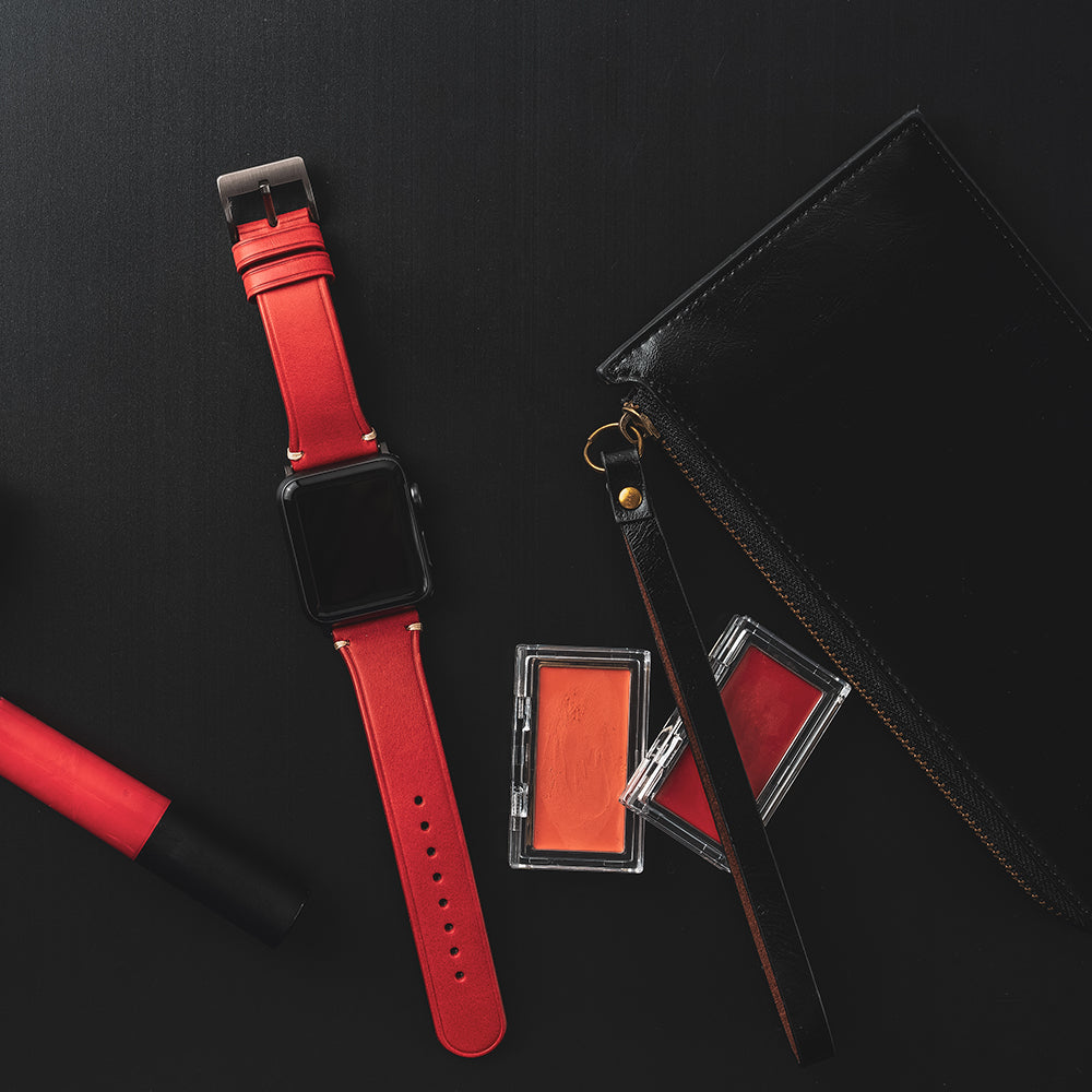 D7 Italian Buttero Leather Strap for Apple Watch SE / Series 1-9 38/40/41mm (Red)