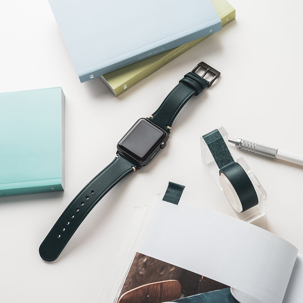 D7 Italian Buttero Leather Strap for Apple Watch SE, ULTRA 2, Series 1-9 42/44/45/49mm (Blue)